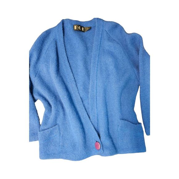 P.G.E. Wool Mohair Blue Cardigan Sweater Size 2X - Picture 1 of 8